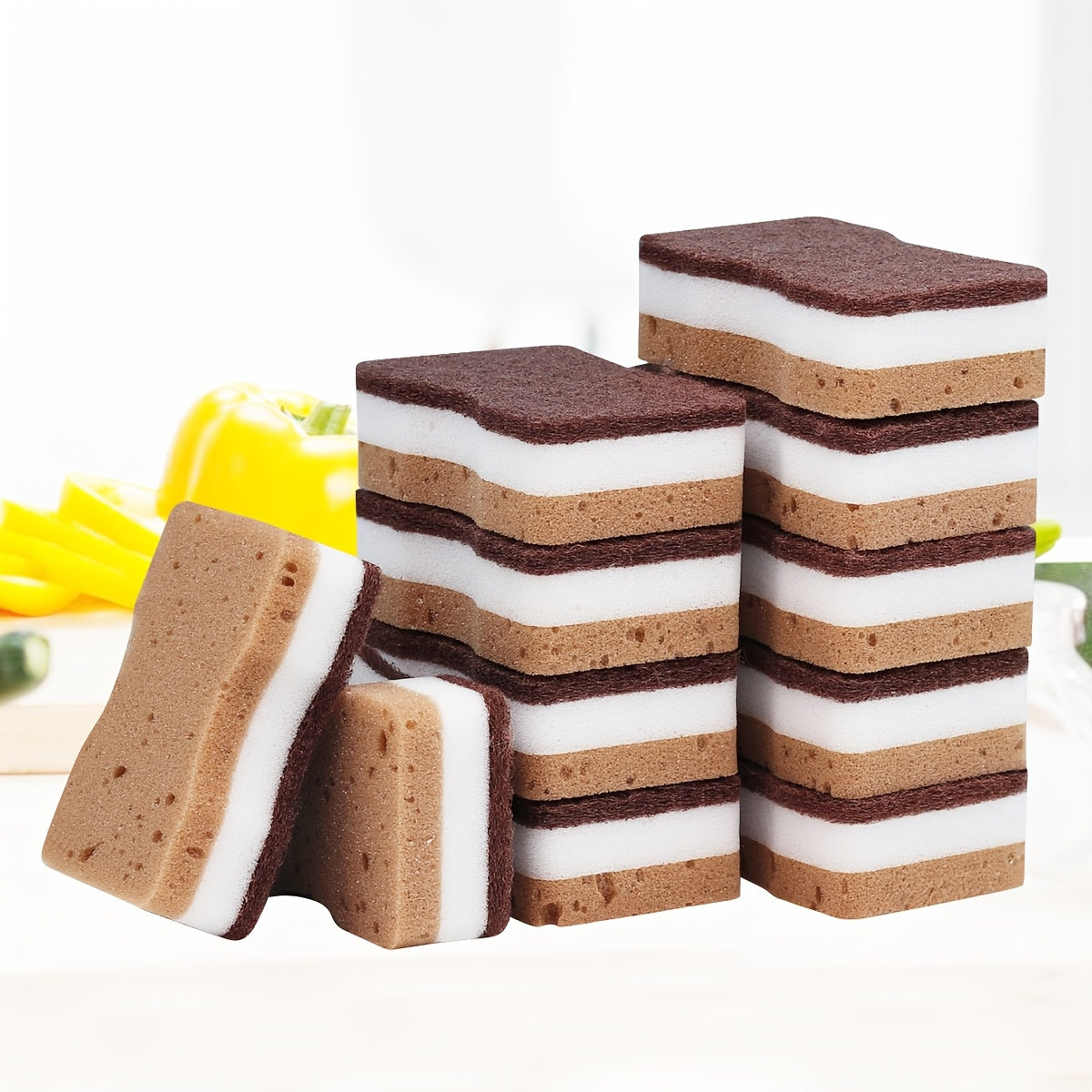 5/10/20/40pcs Three-Layer Seaweed Cleaning Sponges, Dishwashing Sponges, High-Quality Kitchen Sponges, Durable Non-Scratch Wiping Sponges, Super Absorbent, Cleaning Supplies, Cleaning Tools, Cleaning Cloths, Kitchen Cleaning Brushes.