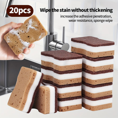 5/10/20/40pcs Three-Layer Seaweed Cleaning Sponges, Dishwashing Sponges, High-Quality Kitchen Sponges, Durable Non-Scratch Wiping Sponges, Super Absorbent, Cleaning Supplies, Cleaning Tools, Cleaning Cloths, Kitchen Cleaning Brushes.