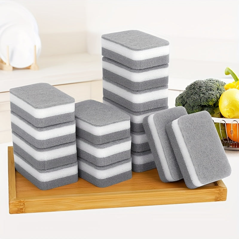 15/30pcs of Double-Sided Cleaning Sponges, Highly Absorbent Scrubbing Sponges, Suitable for Kitchen, Dishwashing, And Home Cleaning, Durable And Scratch-Resistant, Rectangular Design, Made of, Versatile Cleaning Tools, Applicable for Bathrooms