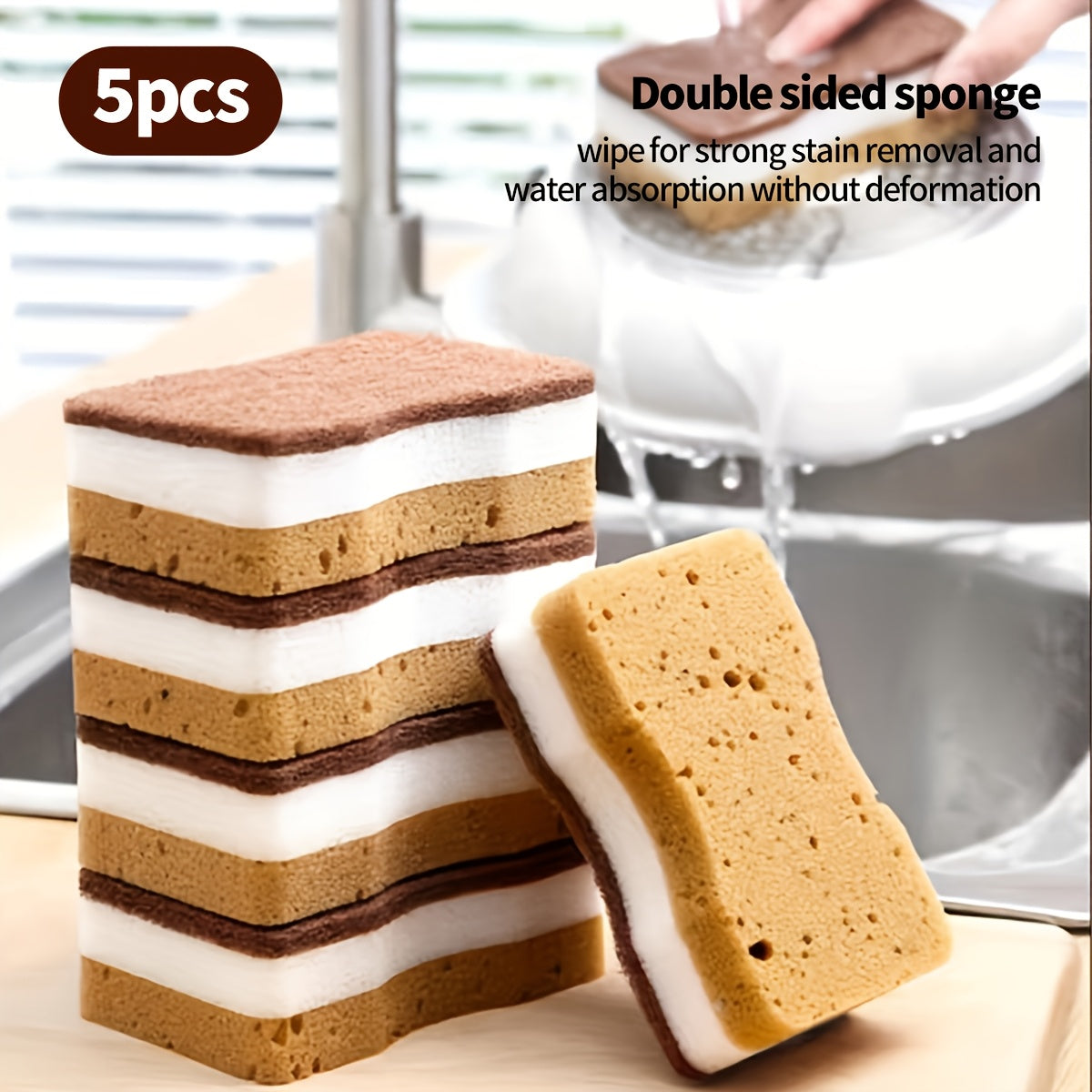 5/10/20/40pcs Three-Layer Seaweed Cleaning Sponges, Dishwashing Sponges, High-Quality Kitchen Sponges, Durable Non-Scratch Wiping Sponges, Super Absorbent, Cleaning Supplies, Cleaning Tools, Cleaning Cloths, Kitchen Cleaning Brushes.